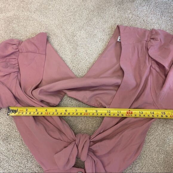 Zara pink cut out tied V-neck front button midi dress Sz M NWT - Picture 6 of 8